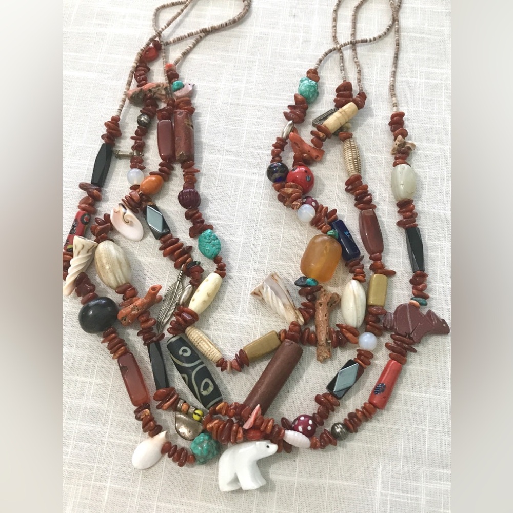 Santo Domingo Amazing 4 strand Fetish Coral Turquoise Necklace